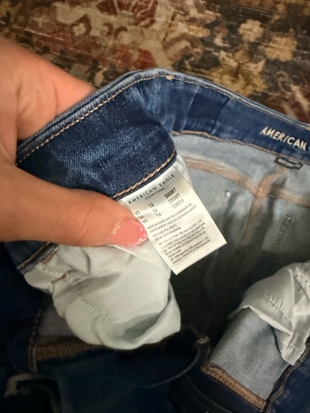 American Eagle Dark Wash Distressed Curvy Jegging - Picture 6 of 10
